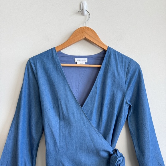 LOVERS + FRIENDS • Crush Wrap Mini Dress in Blue - Picture 5 of 10